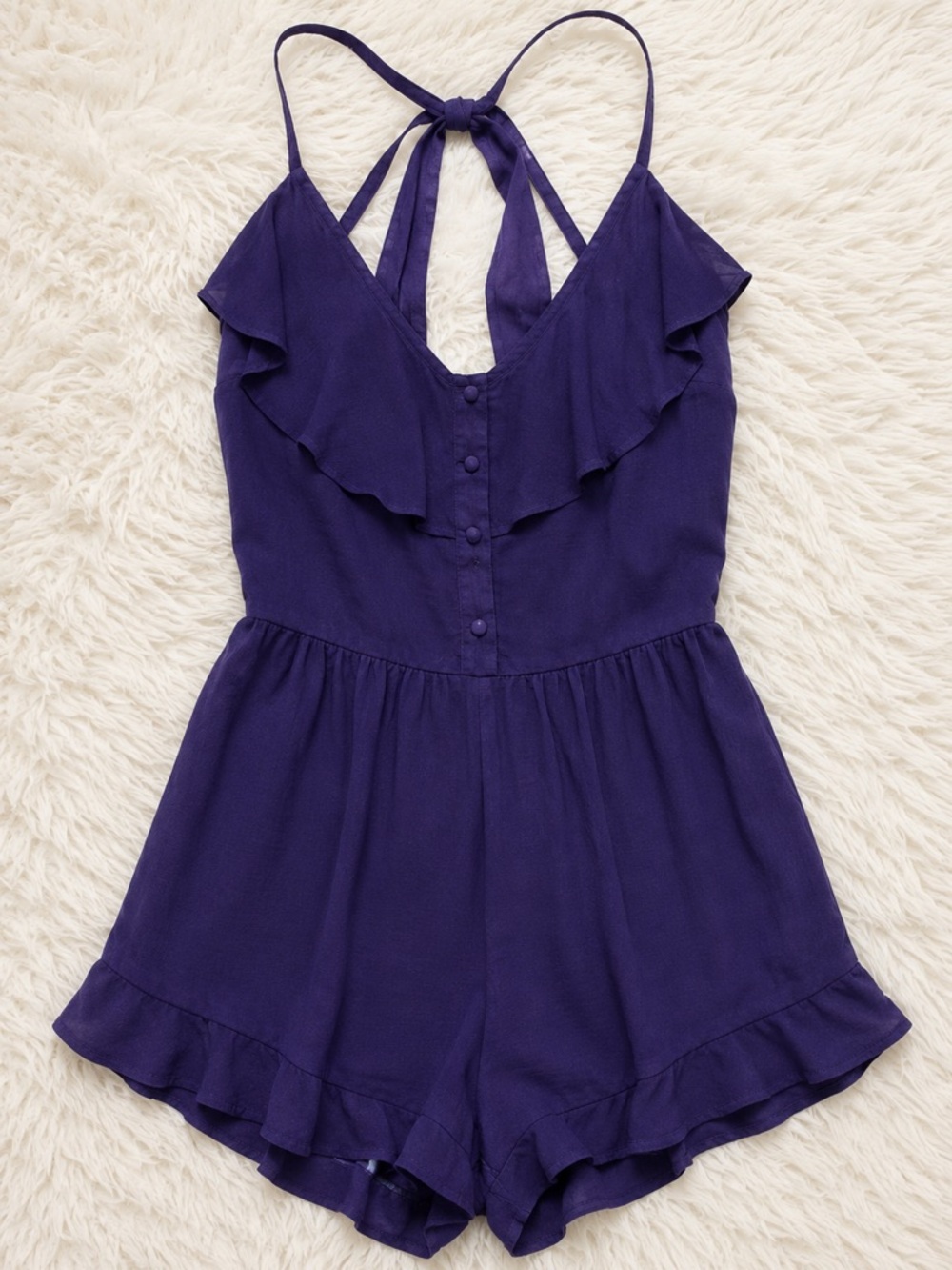 Love Riche Purple Ruffle Romper Boho Festival Summer Dressy